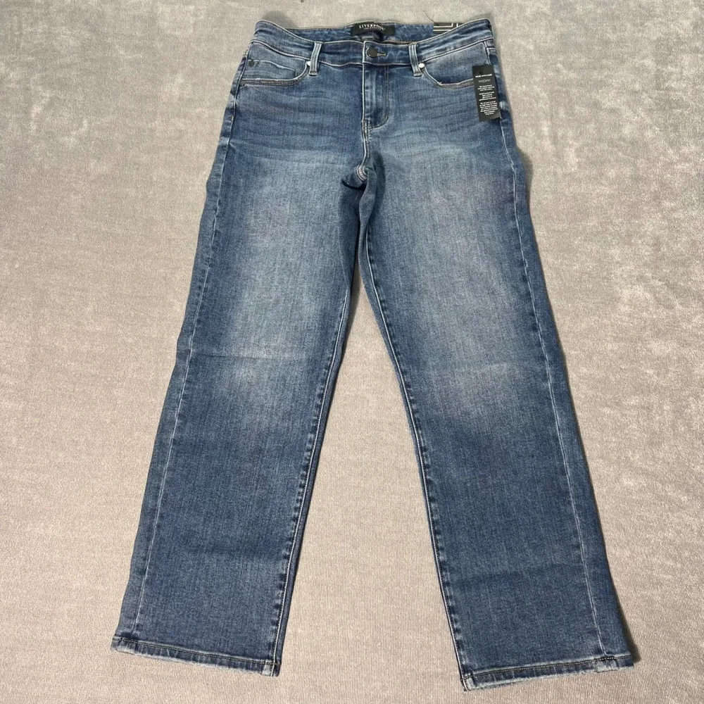 Liverpool Los‎ Angeles Kennedy Crop Straight Jeans Blue Denim Size 6/28 NEW